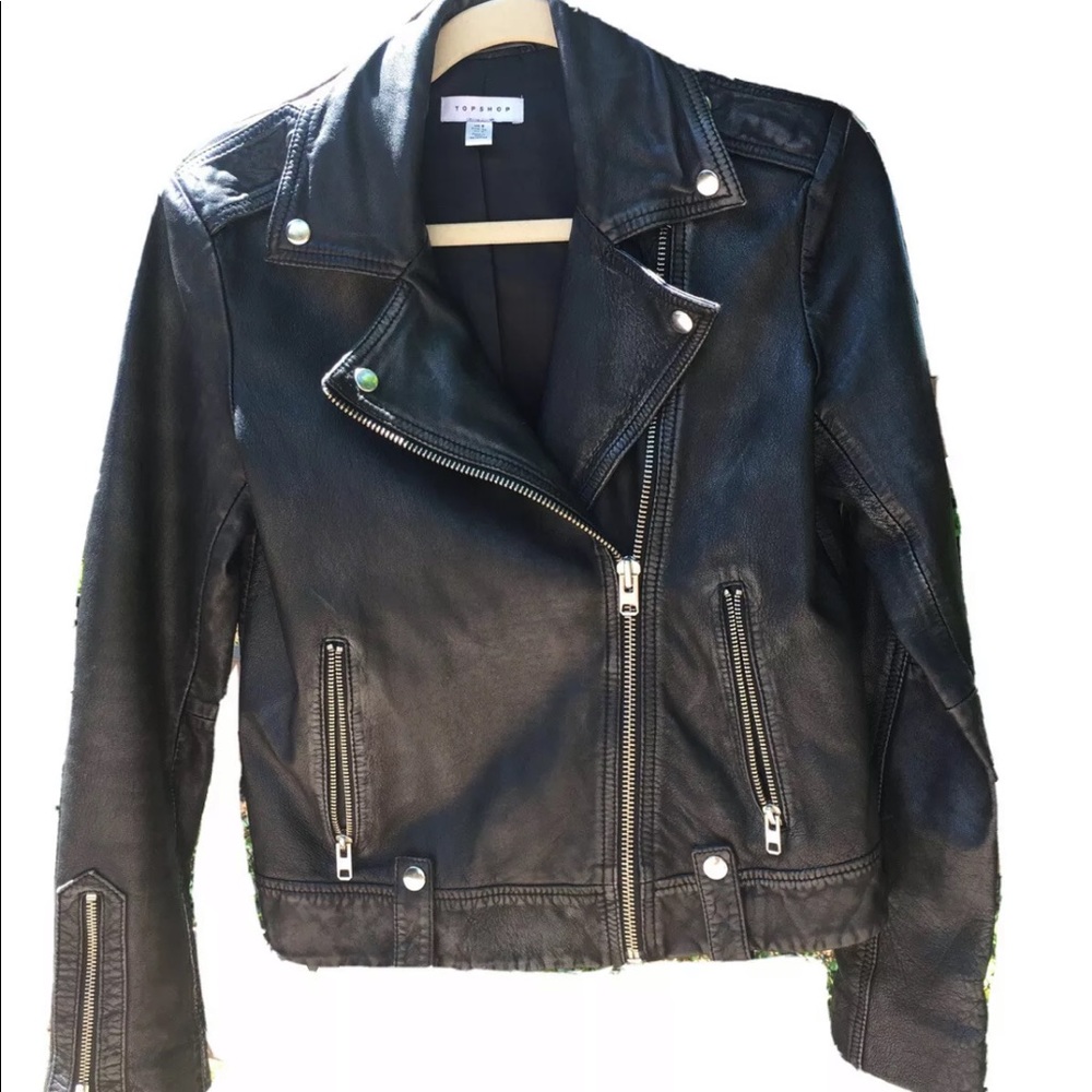 NWOT Topshop Leather Motorcycle Jacket Size 4 US 8